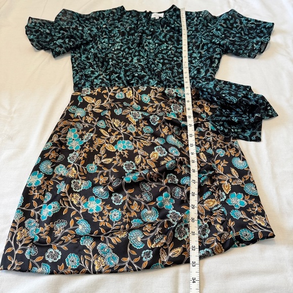 Misa Los Angeles Small Talia Dress ~ Floral Metallic Satin Evening Cocktail - Picture 8 of 10